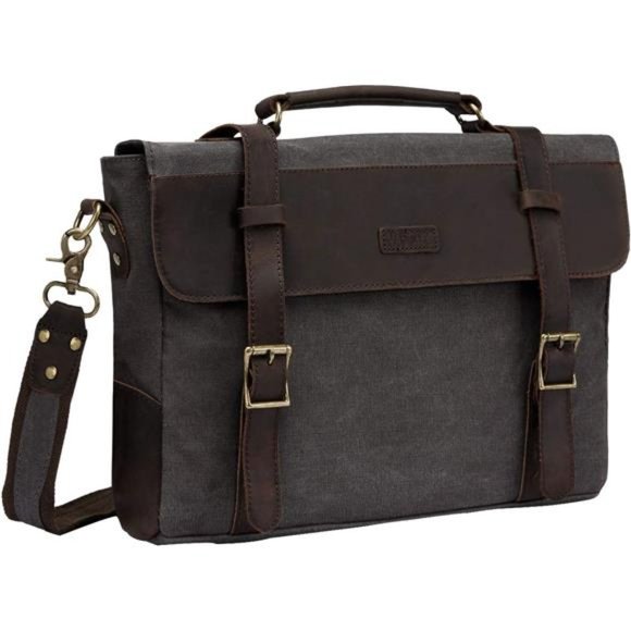 Messenger Bag for Men Vintage Canvas Leather Canvas Laptop Satchel Shoulder Bag